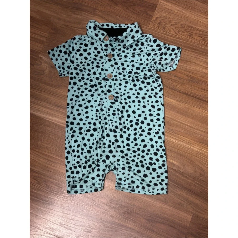 Posh Peanut 18-24 Months Blue Dalmatian Spot Romper Outfit Adorable Bamboo Short
